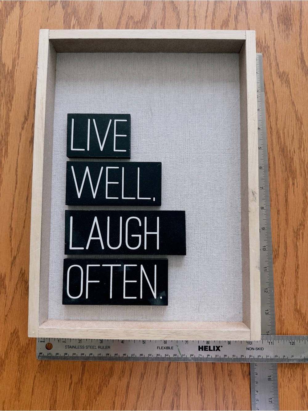 Live Well Laugh Often Framed Wall Art - Black Text on Cream Canvas